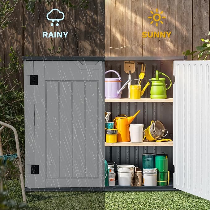 DWVO 47 cu ft Spacious Horizontal Storage Unit, Outdoor Resin Tool Locker - Image 3