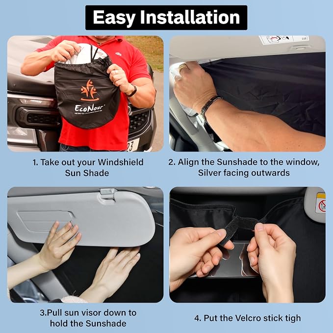 Econour Windshield Sun Shade for 2014-2019 Toyota Corolla Custom Fit Sunshade - Image 6