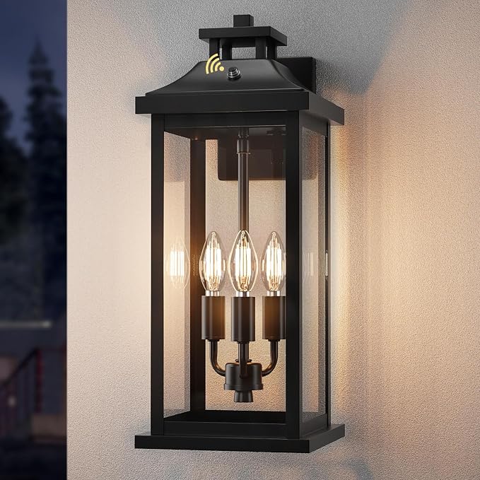 20" Large Dusk to Dawn Exterior Wall Light Fixture 3-Light, Waterproof Modern by VenzBlomiaVariousLightings