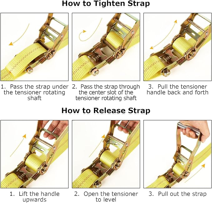 4 Pack 2 Inch Ratchet Straps Heavy Duty 20ft Tie Down Straps Ratchet - Image 6