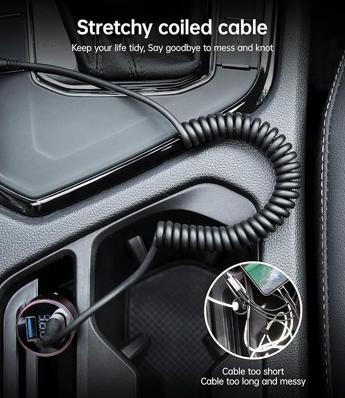 USB C to USB C Charger Cable, Coiled USB C Charger Cable - Image 5