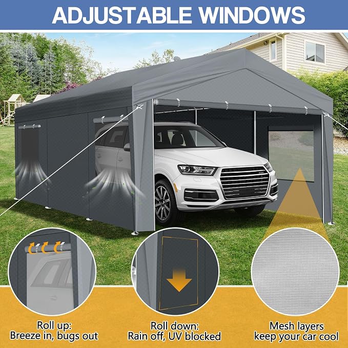 VINGLI 10x20 Carport Canopy Portable Garage - Image 5