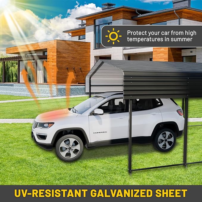 Metal Carport 13 * 20 FT with Enhanced Base Heavy Duty Garage with Galvanized - Image 6
