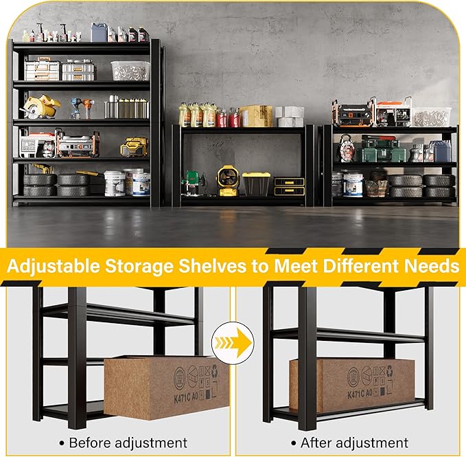 3000LBS Heavy Duty Garage Shelving Units and Storage, 5 Adjustable Levels - Image 3