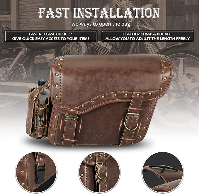NICECNC Motorcycle Saddle Bags, PU leather Motorcycle Saddlebags, Reinforced - Image 6