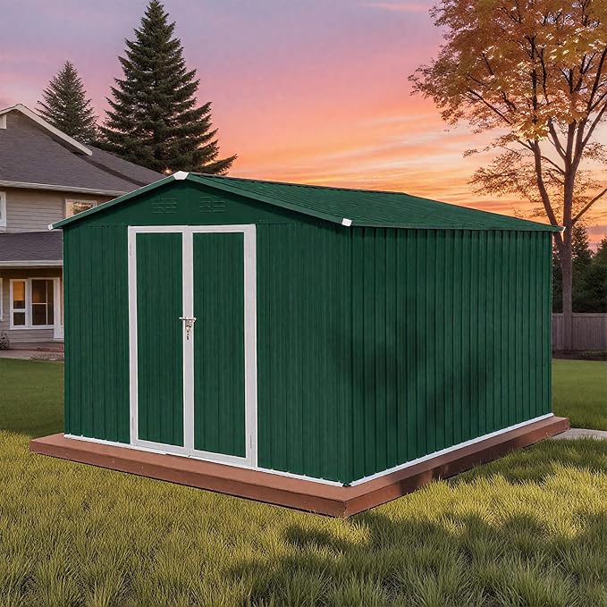 10 x 8 FT Outdoor Storage Shed, Metal Garden Tool Shed - Image 3