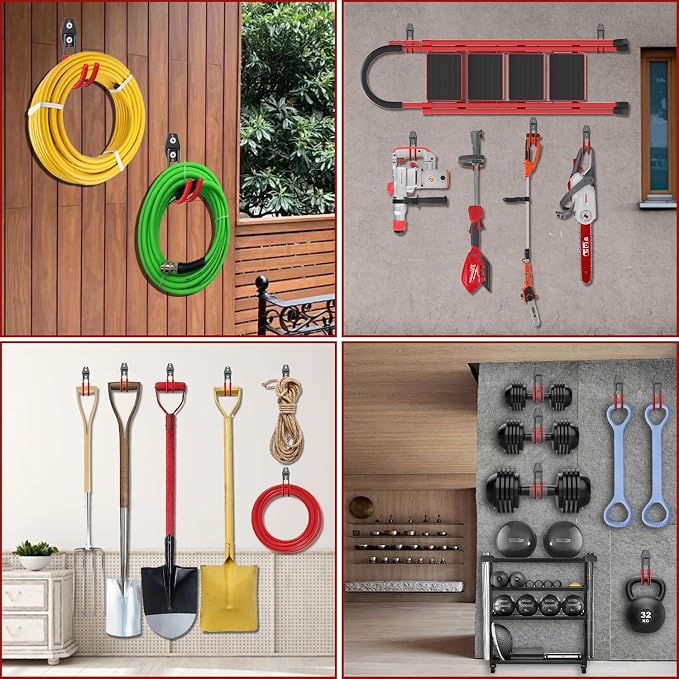 3-H Garden Hose Holder Wall Mount 4 Pack, Solid Steel Hose Hanger, Water Hose - Image 4
