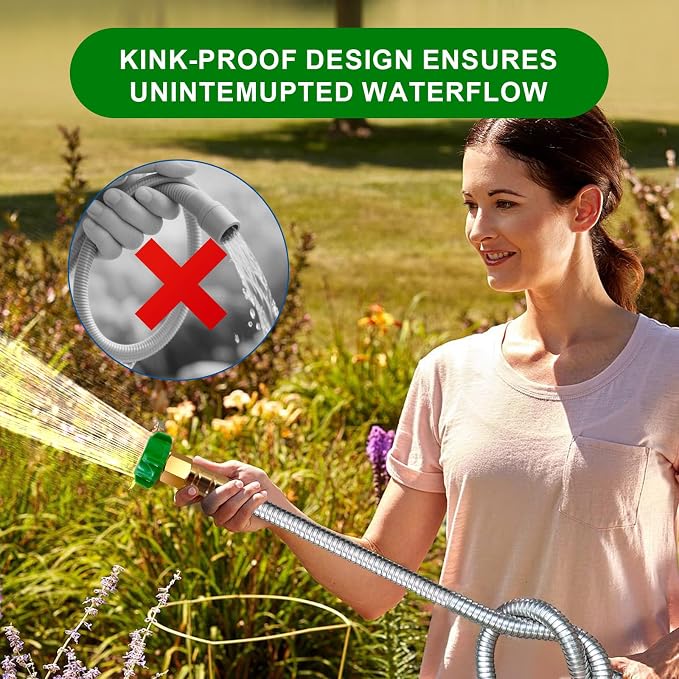 Metal Short Garden Hose 6 ft, 8 ft, 12 ft Flexible Stainless Steel Garden Hose - Image 7