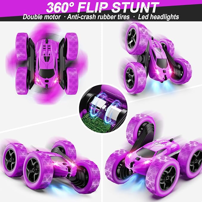 RC Cars, 2.4 GHZ Double Sided RC Stunt Car 360° Rotating Remote Control Crawler - Image 4