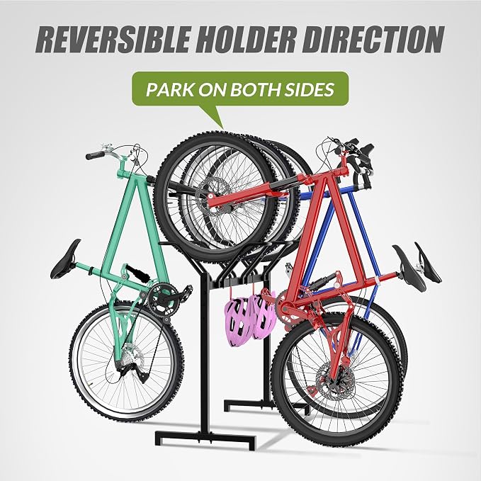 3 Bikes Floor Stand, Adjustable Bicycle Parking Rack - Image 2