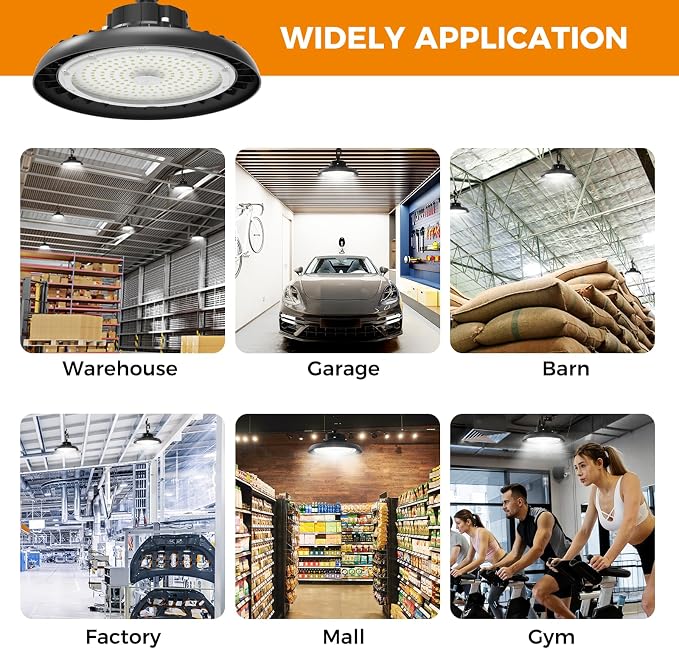 LED High Bay Lights 180W UFO Shop Lights 32400 LM 6000K Commercial Bay Lighting - Image 8