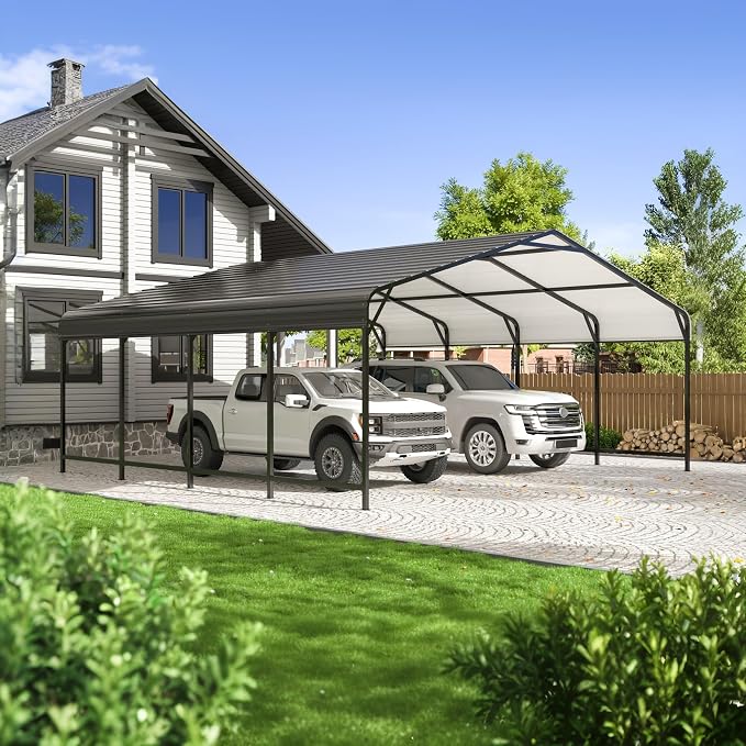 20x20 FT Metal Carport, Enhanced Base and Steel Roof - Image 8