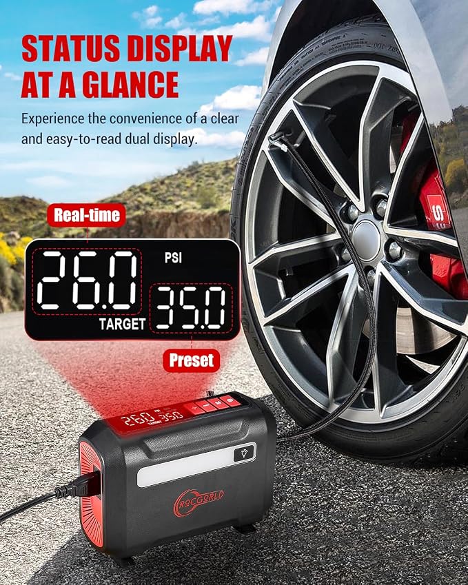 R8 Tire Inflator Portable Air Compressor, DC 12V Air Compressor Portable - Image 3