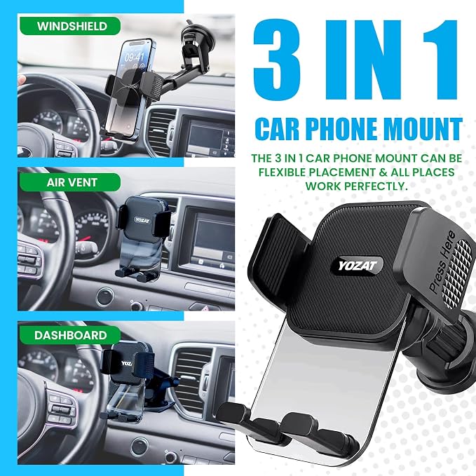 Car Phone Holder for Dashboard, Windshield, Air Vent - Image 7