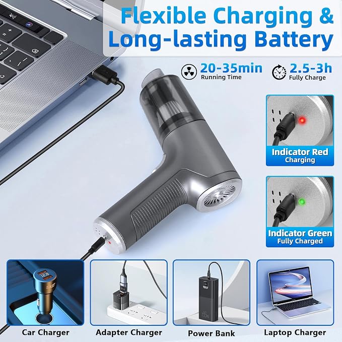 Handheld Car Vacuum Cleaner Cordless, High-Power Brushless 20000PA Mini Hand - Image 4