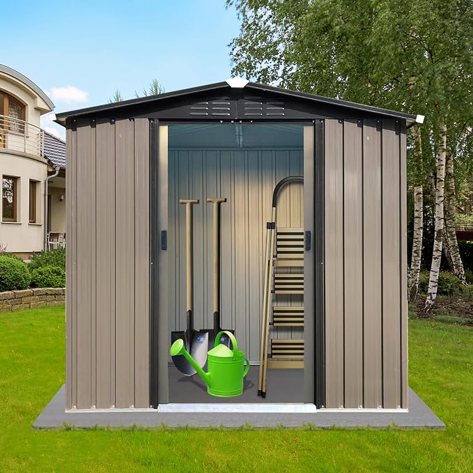 4 x 6 FT Metal Garden Shed, Outdoor Storage Shed - Image 3