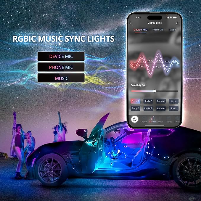 OPT7 Aura DreamColor RGB-IC Car Interior Ambient Light, Color Chasing Light Kit - Image 8