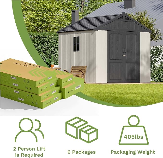 Patiowell 8x8 FT Outdoor Storage Shed, Plastic Shed Resin Garden Tool Shed - Image 7