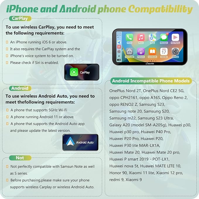 Carpuride W603D Motorcycle GPS Carplay Screen, Wireless CarPlay & Android Auto - Image 9