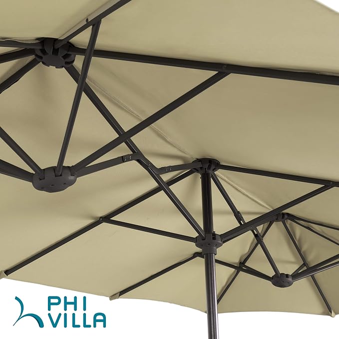 PHI VILLA 13ft Double-Sided Twin Outdoor Patio Umbrella Market Umbrella - Image 2