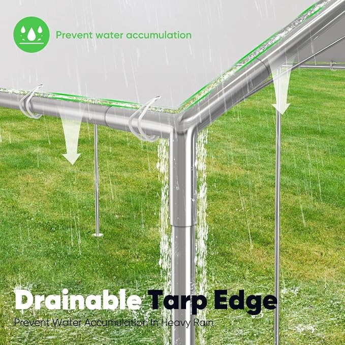 Quictent 10x20 ft Heavy Duty Car Canopy Galvanized Frame Carport Outdoor Party - Image 4
