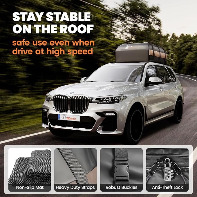 Asinking Car Rooftop Cargo Carrier Bag, 22 Cubic Feet Waterproof Roof Cargo Bag - Image 3