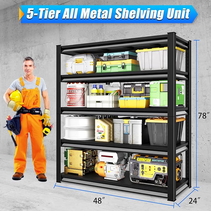 48" W Garage Shelving Heavy Duty，3000LBS Loads Adjustable Garage Storage Shelves - Image 3