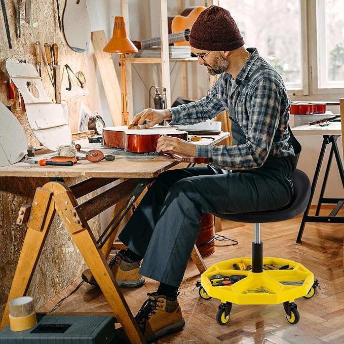 Mechanic Stool, 350 LBS Capacity Rolling Shop Stool - Image 9