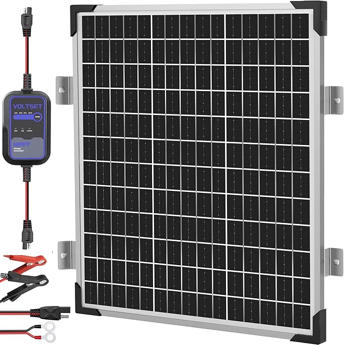 Solar Panel Kit 50W 12V with MPPT Controller, Solar Battery Trickle Charger by Voltset