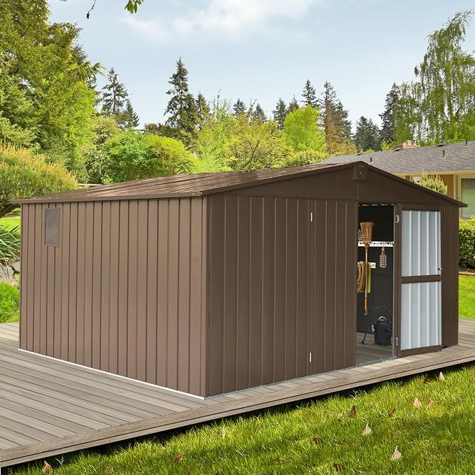 IKERY Extra Large Galvanized Steel Storage Shed 11' x 12.5' - Image 2