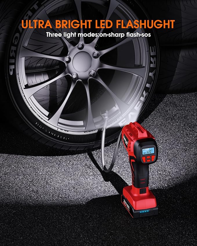 Digital Cordless Tire Inflator Portable Air Compressor Automatic 160PSI w/Gauge - Image 7