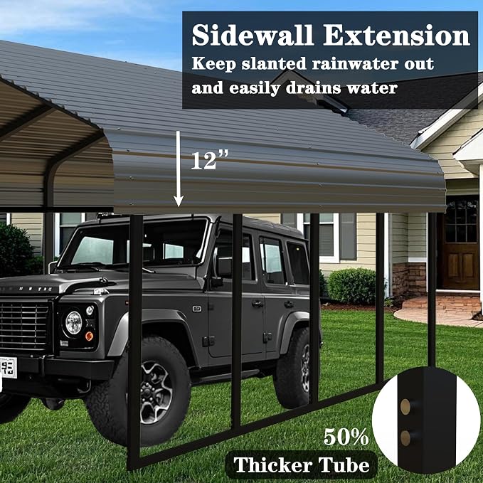 Heavy Duty Metal Carport 10x20 ft Galvanized Steel Frame RV Carport Storage All - Image 4