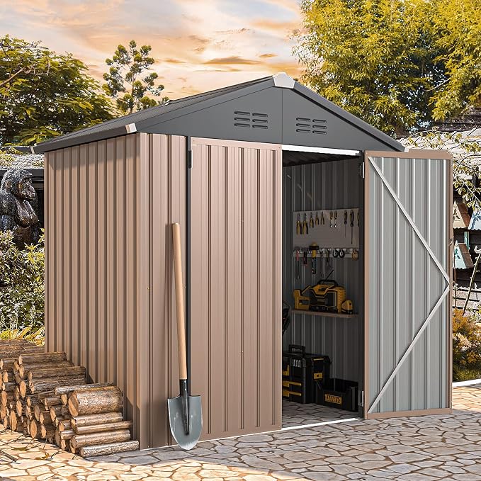 AECOJOY 6' x 4' Storage Shed, Metal Sheds & Outdoor Storage Clearance, Utility by AECOJOY