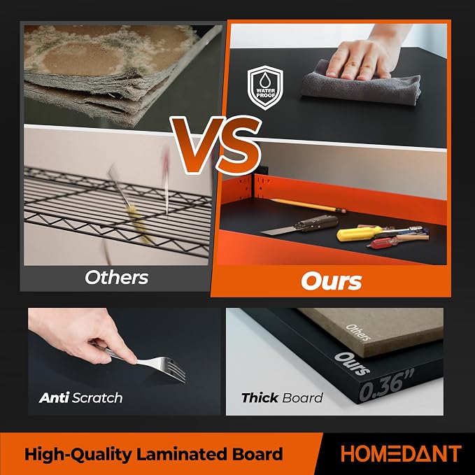 HOMEDANT House 5-Tier Orange-Black 48.1" W x 16.5" D x 71.3" H Laminated Metal - Image 4