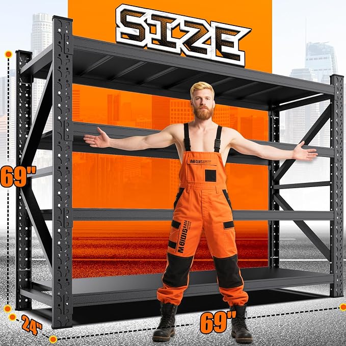 69''W Garage Shelving Heavy Duty, Metal Garage Shelves, 7000LBS Storage Shelves - Image 2