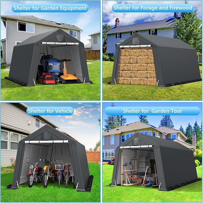 10x15FT Outdoor Storage Shelter Carport, Thickened Double-layer Heavy Duty - Image 7