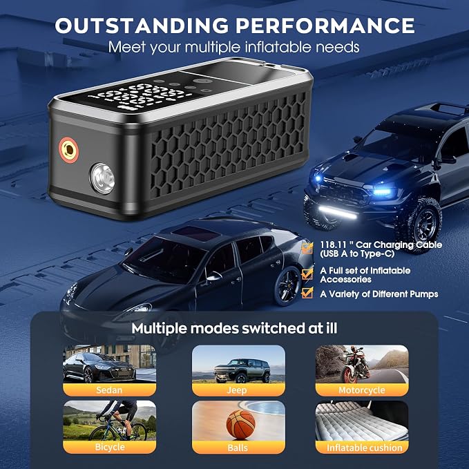 Tire Inflator Portable Air Compressor, 160 PSI Air Pump - Image 6