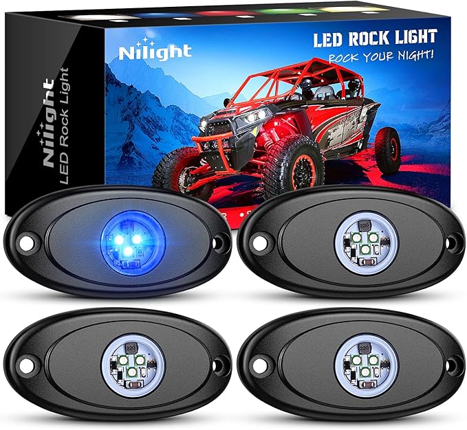 Nilight LED Rock Light 4PCS Underglow Wheel Well Pods Waterproof Exterior by Nilight