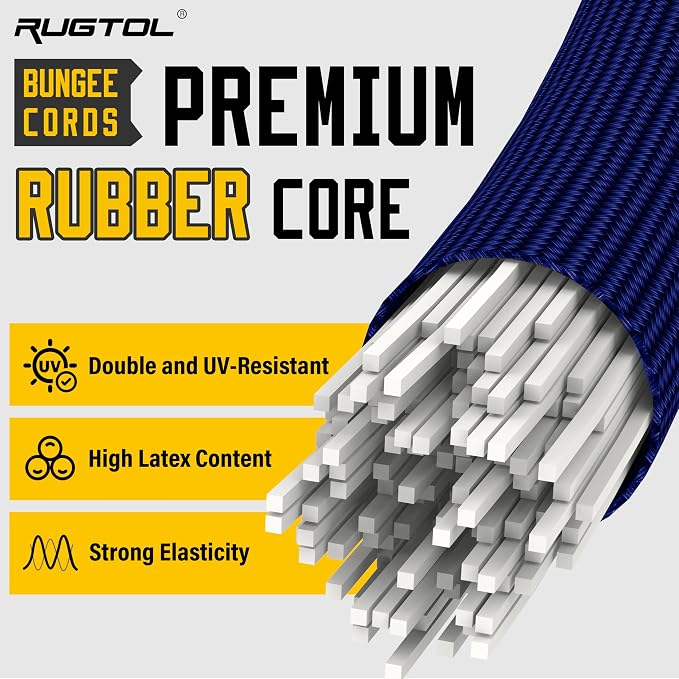 Bungee Cords with Hooks, 60 Inch Adjustable Blue Bungee Cords with Carabiner - Image 3