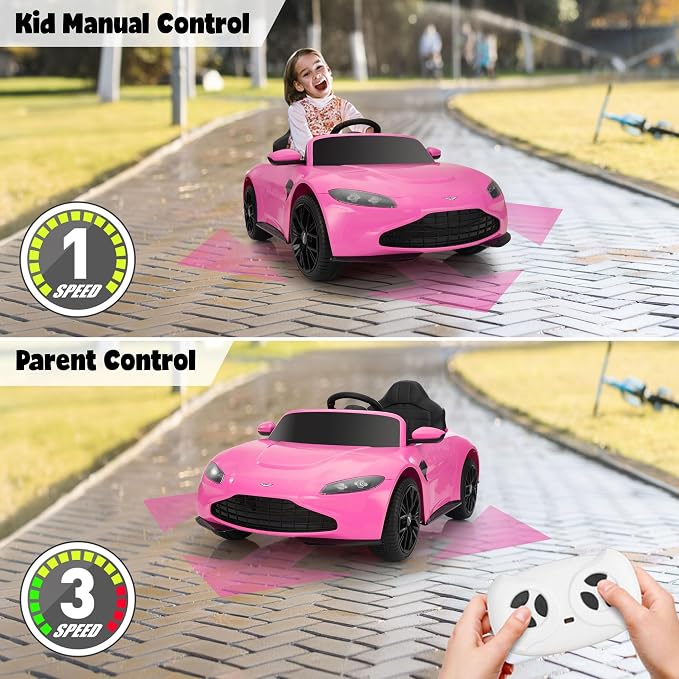 Ride on Car with Remote Control, 12V Licensed Aston Martin Electric Car - Image 2