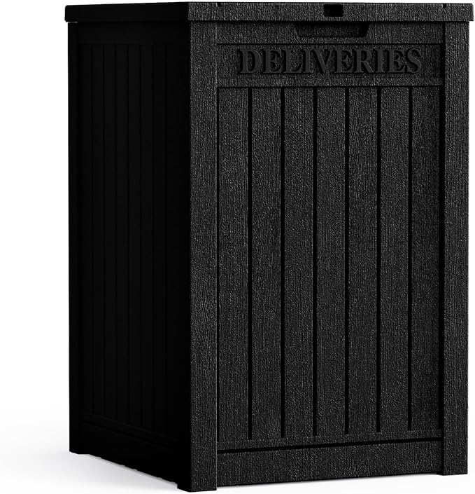55 Gallon Lockable Resin Deck Box, Waterproof & UV-Resistant Outdoor Storage Box by Home
