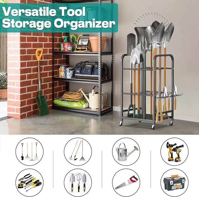 EVERHANGER Garden Tool Organizer and Storage, Yard Tool Stand Garage Tool - Image 5