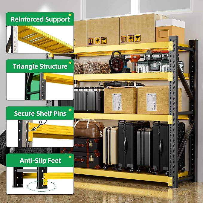 3000LBS Heavy Duty Storage Shelves, 4-Tier Adjustable Garage Organization - Image 4