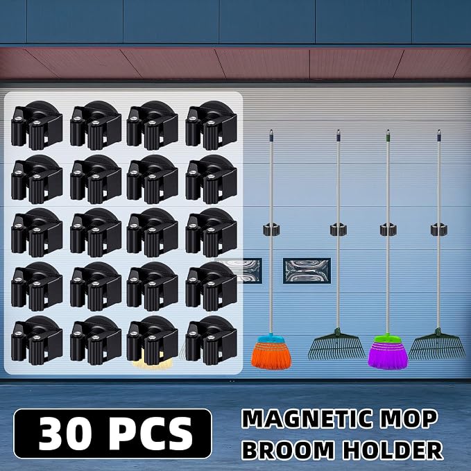 30 Pcs Magnetic Mop Broom Holder Movable Magnetic Broom Holder Rack, Anti Slip - Image 5