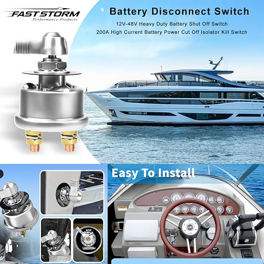200A 12-48V High Current Master Battery Disconnect Switch Battery Power Cut Off - Image 3