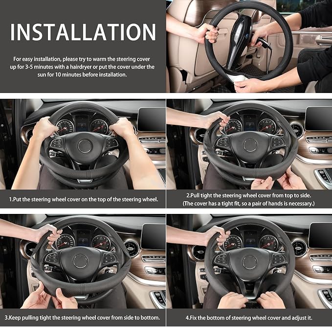 COFIT Breathable Car Steering Wheel Cover 15 inch Auto Universal Leather Wrap - Image 6