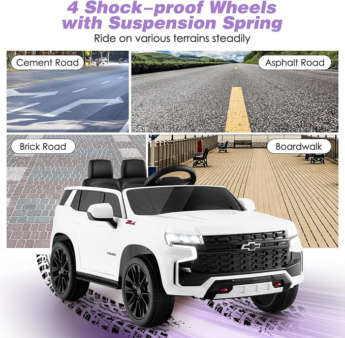 HONEY JOY Ride On Truck, 12V Licensed Chevrolet Tahoe, Chevy Electric Vehicle - Image 3