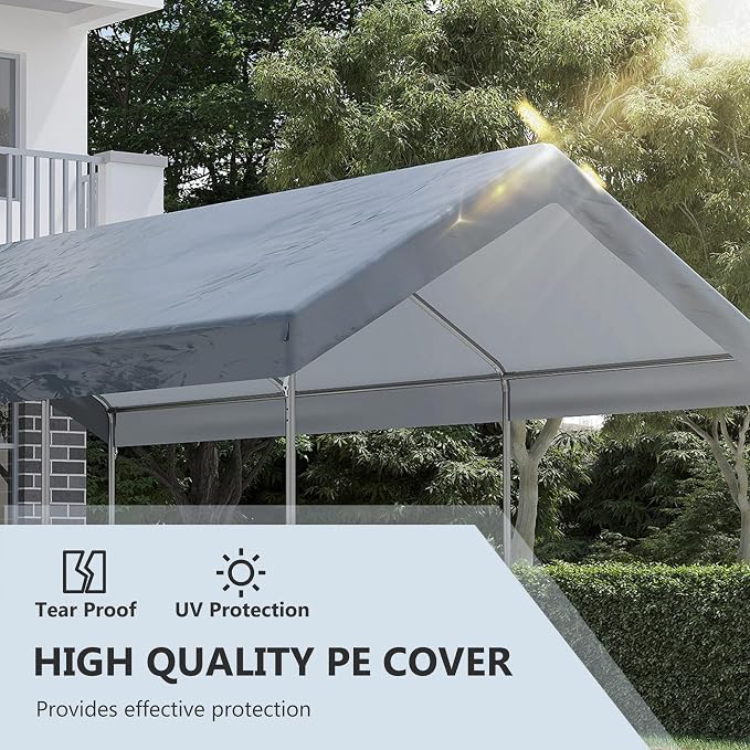 Outsunny 10' x 20' Party Tent and Carport, Height Adjustable Portable Garage - Image 3