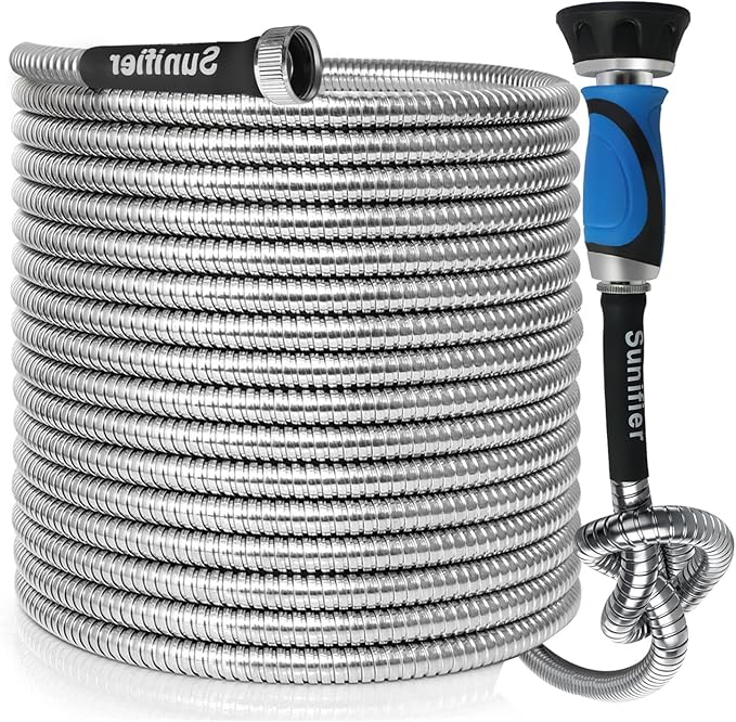 Metal Garden Hose 30 Ft Flexible Stainless Steel Water Hose 25 Ft 50 Ft by Sunifier
