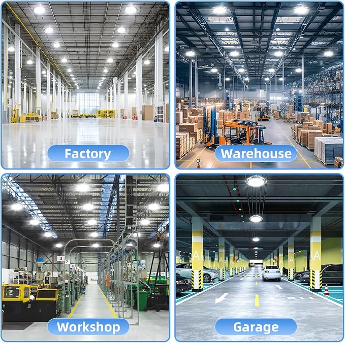 9 Pack 500W LED High Bay Light 72, 500LM DLC ETL Listed Industrial Grade UFO - Image 9